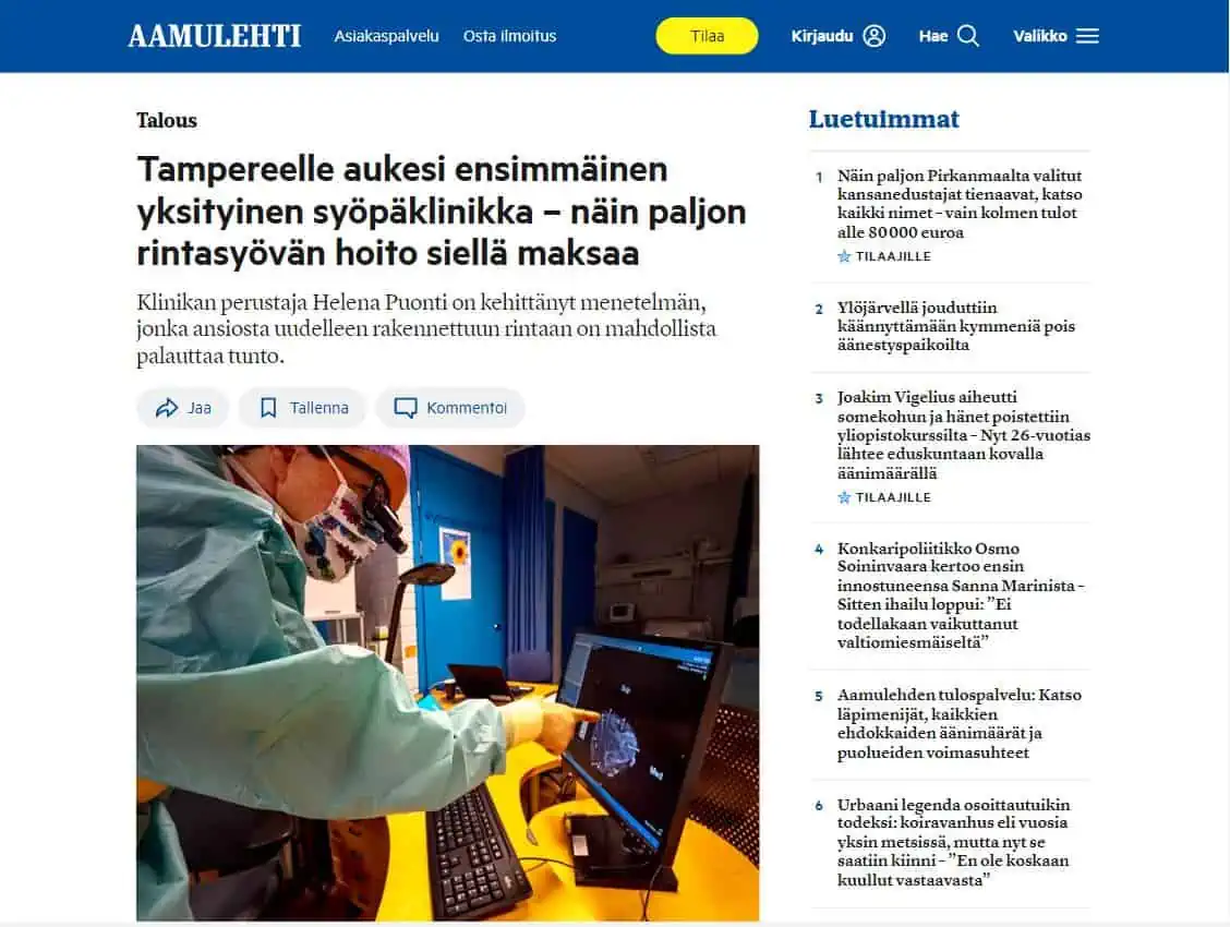 johanna pinksu rintasyöpä artikkeli yle