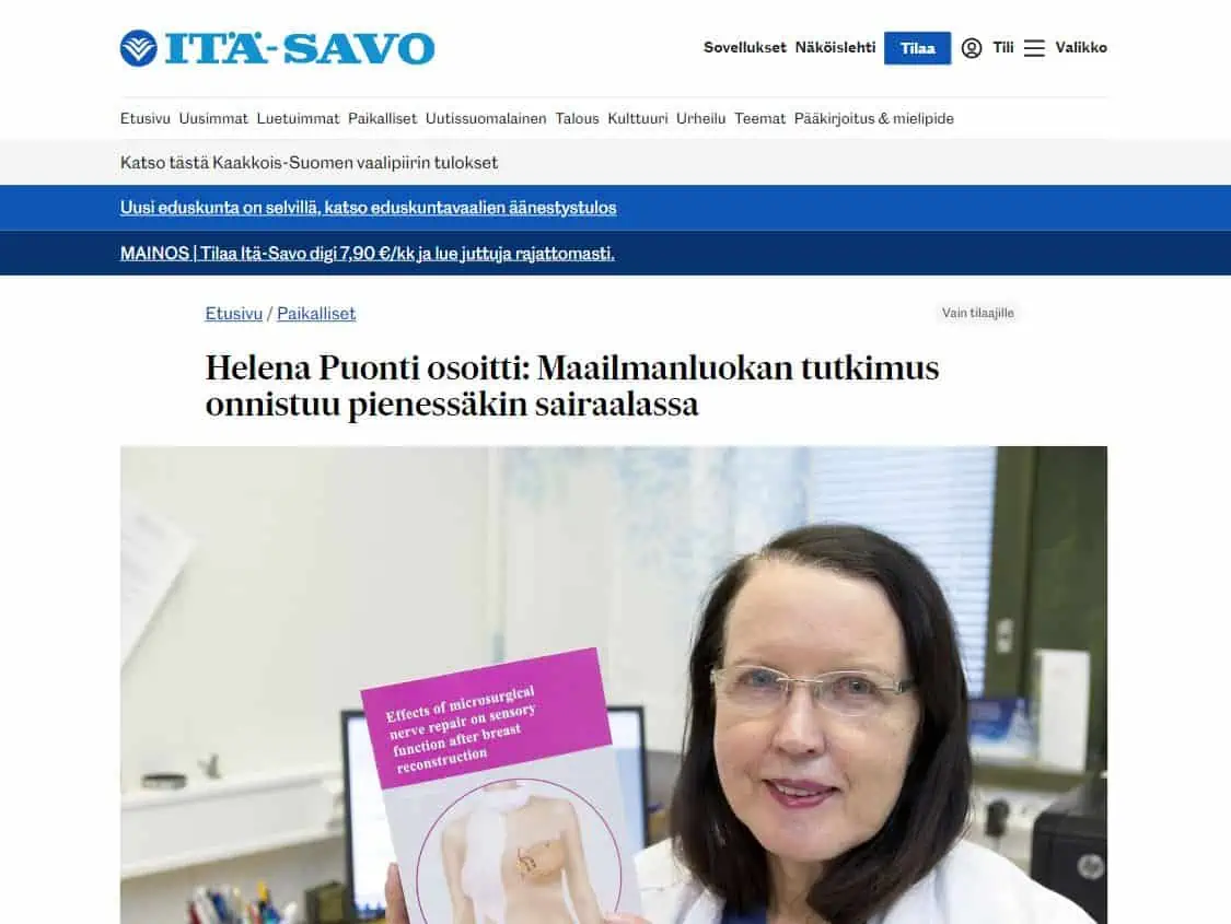 johanna pinksu rintasyöpä artikkeli yle