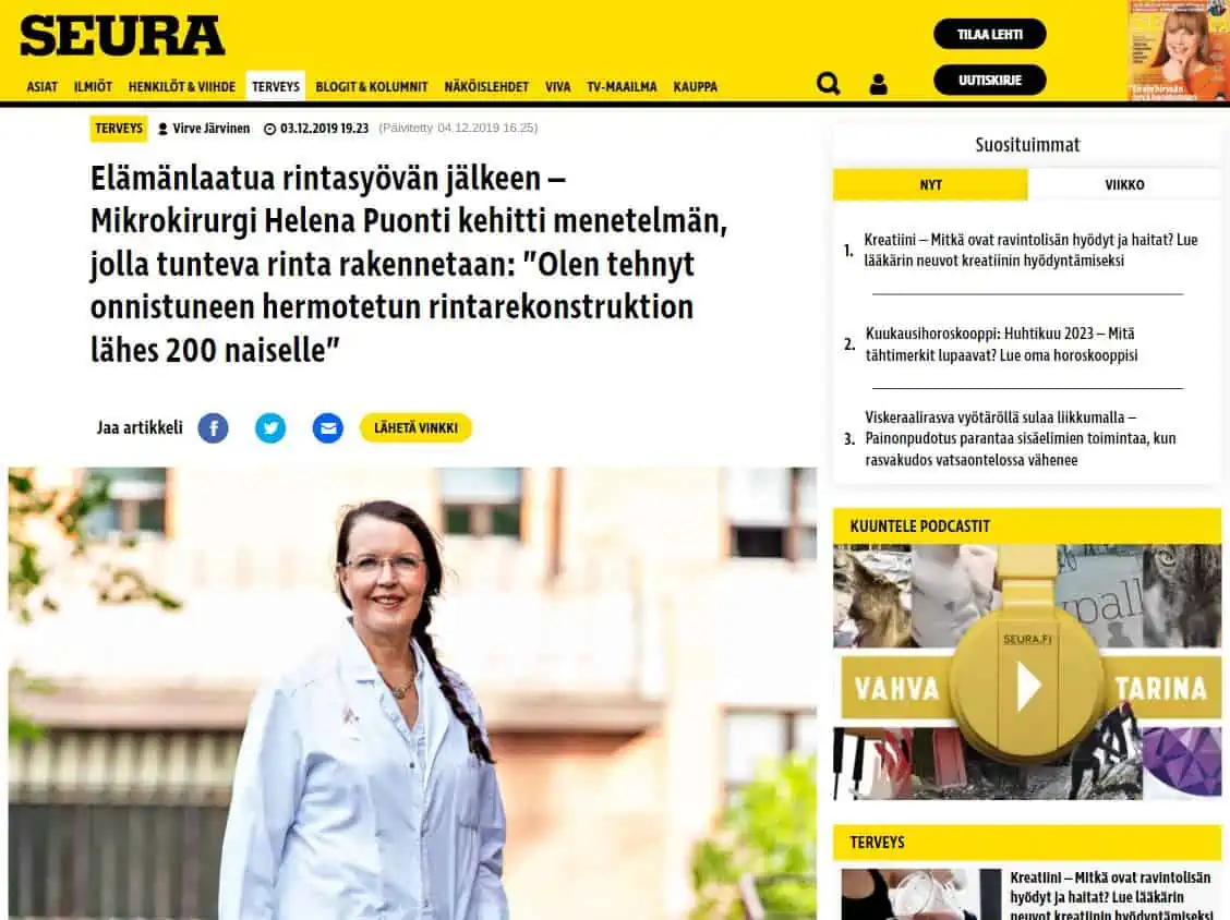 johanna pinksu rintasyöpä artikkeli yle