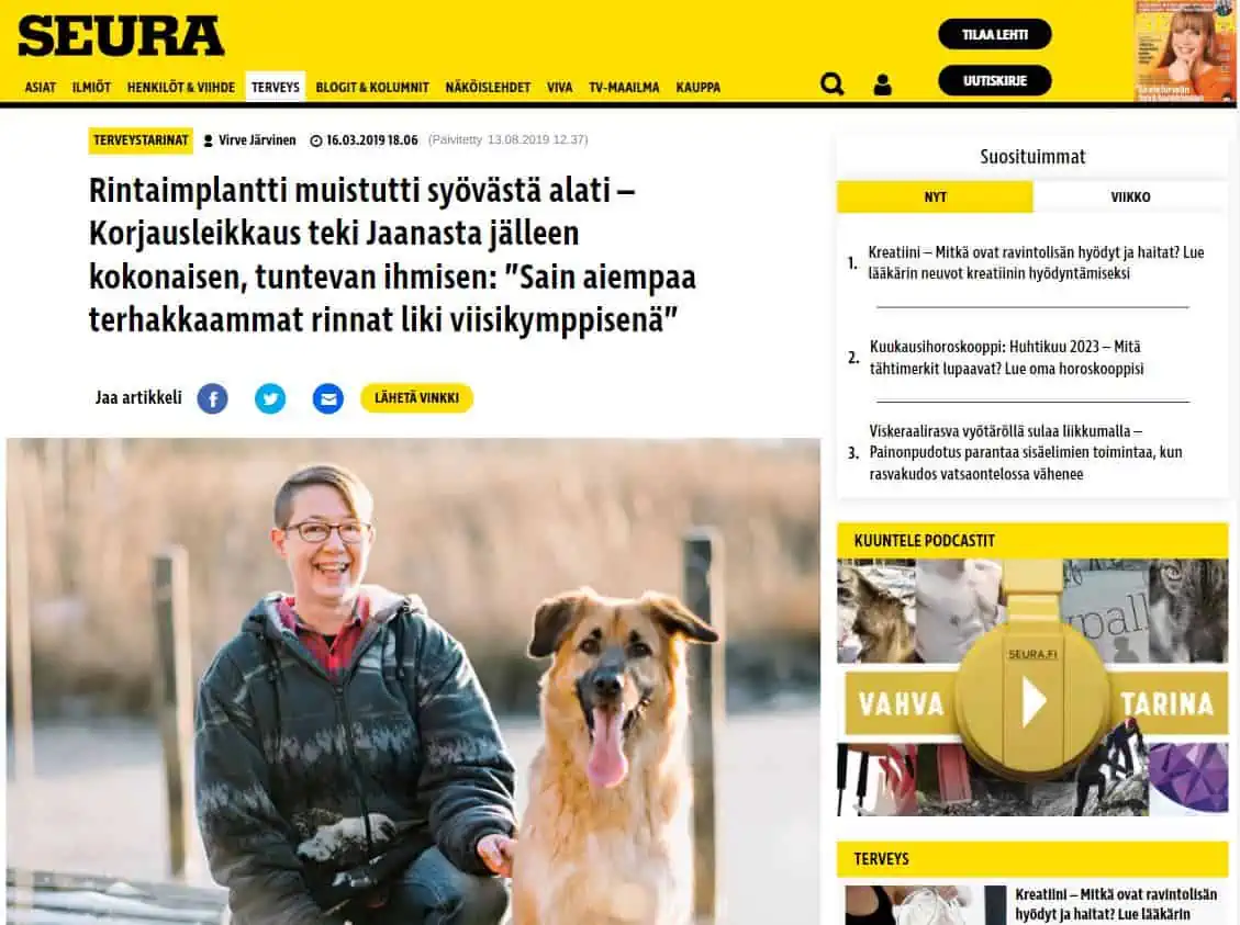 johanna pinksu rintasyöpä artikkeli yle