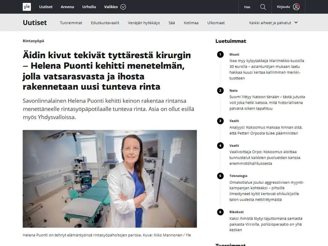 johanna pinksu rintasyöpä artikkeli yle